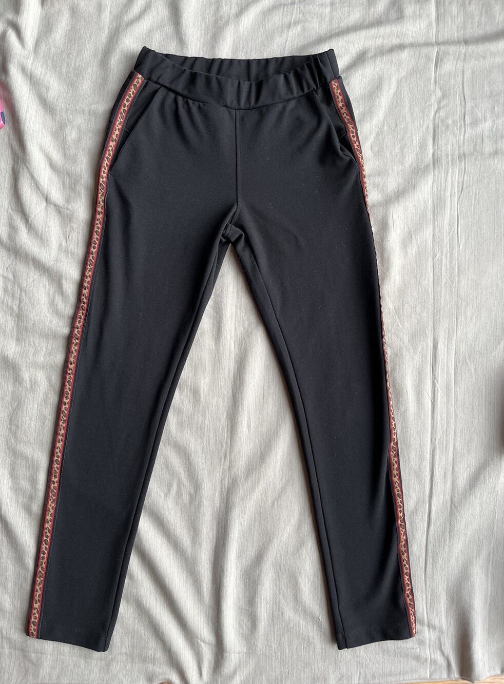 Saint + Sofia Runway Pants Women’s 2 Black Skinny Pull On Leopard Stripe Stretch